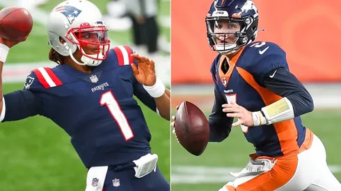 Cam Newton (left) and Drew Lock. (Getty)