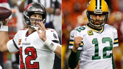 Tom Brady and Aaron Rodgers will meet for the third time on Sunday. (Getty)