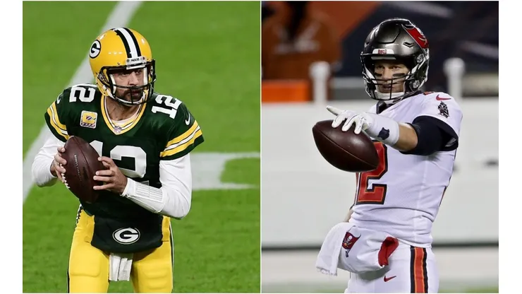 Aaron Rodgers and Tom Brady will face off for the third time ever. (Getty)