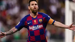 Lionel Messi of Barcelona celebrating his goal. (Getty)