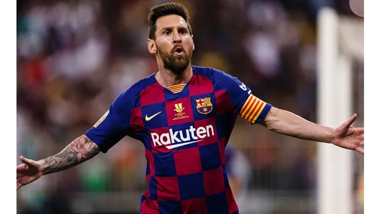 Lionel Messi of Barcelona celebrating his goal. (Getty)