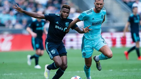 Montreal Impact Midfielder Orji Okwonkwo (left) and Philadelphia Union Midfielder Haris Medunjanin (right) battle for the ball. (Getty)