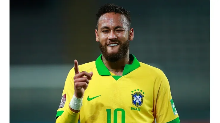 Brazil's Neymar celebrates after scoring against Peru (Getty).