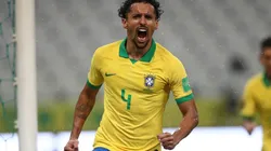 Brazil's Marquinhos celebrates after scoring against Bolivia (Getty).