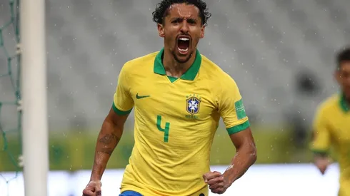 Brazil's Marquinhos celebrates after scoring against Bolivia (Getty).