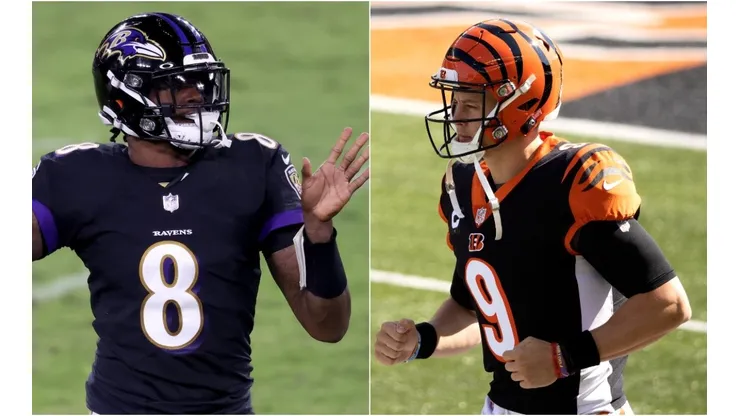 Lamar Jackson (left) and Joe Burrow. (Getty)