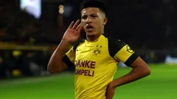 Jadon Sancho of Borussia Dortmund celebrates scoring a goal. (Getty)