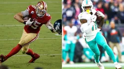 George Kittle (left) and DeVante Parker. (Getty)
