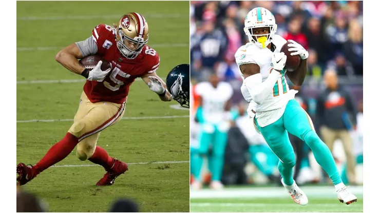 George Kittle (left) and DeVante Parker. (Getty)