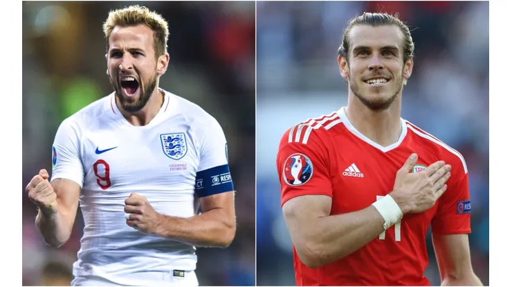 Harry Kane of England (left) and Wales' Gareth Bale (right). (Getty)