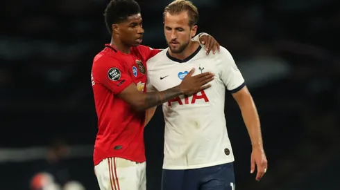 Marcus Rashford of Manchester United (left) and Harry Kane of Tottenham Hotspur (right). (Getty)