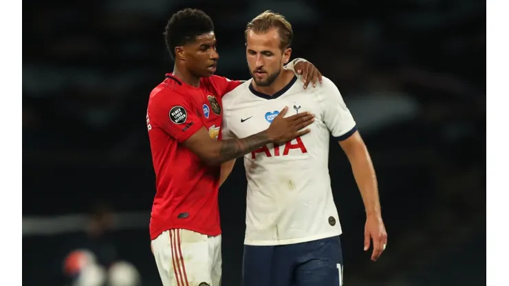 Marcus Rashford of Manchester United (left) and Harry Kane of Tottenham Hotspur (right). (Getty)