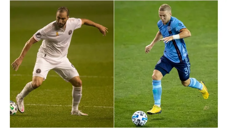 Gonzalo Higuaín (left) and Anton Tinnerholm. (Getty)