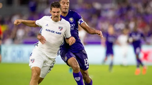 Orlando City forward Tesho Akindele (right) during the MLS soccer match between the Orlando City SC and FC Dallas. (Getty)