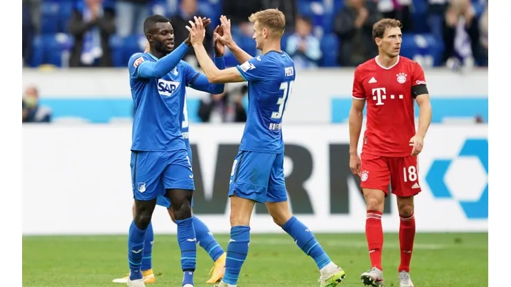 Hoffenheim players celebrate after beating Bayern 4-1 (Getty).