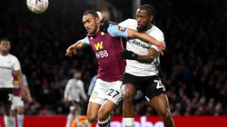 Aston Villa's Ahmed Elmohamady (left) and Fulham's Josh Onomah battle for the ball. (Getty)