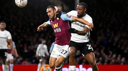Aston Villa's Ahmed Elmohamady (left) and Fulham's Josh Onomah battle for the ball. (Getty)