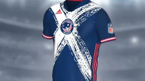 The New England Patriots soccer jersey is inspired by the team name and American flag.