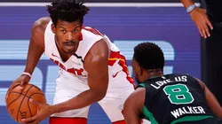Kemba Walker guarding Jimmy Butler. (Getty)