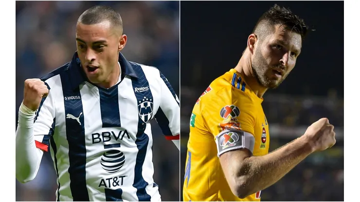 Clásico Regio: Monterrey's Rogelio Funes Mori (left) and Tigres' Andre-Pierre Gignac (Getty).