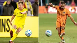 Nashville SC vs Houston Dynamo: Dax McCarty of Nashville (left) and Adam Lundqvist of the Dynamo (Getty).