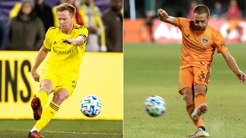 Nashville SC vs Houston Dynamo: Dax McCarty of Nashville (left) and Adam Lundqvist of the Dynamo (Getty).