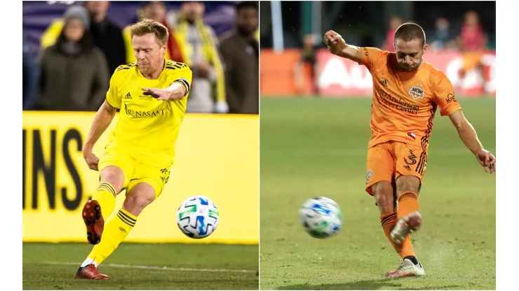 Nashville SC vs Houston Dynamo: Dax McCarty of Nashville (left) and Adam Lundqvist of the Dynamo (Getty).