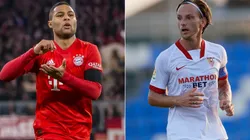 UEFA Super Cup lineups: Serge Gnabry of Bayern (left) and Ivan Rakitic of Sevilla (Getty).