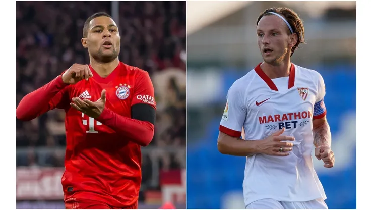 UEFA Super Cup lineups: Serge Gnabry of Bayern (left) and Ivan Rakitic of Sevilla (Getty).