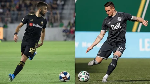 LAFC vs Vancouver Whitecaps: Diego Rossi of LAFC (right) and Jakob Nerwinski of the Whitecaps (Getty).