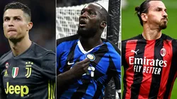 Cristiano Ronaldo of Juventus (left), Romelu Lukaku od Inter (center), and Zlatan Ibrhaimovic of Milan (right).(Getty)