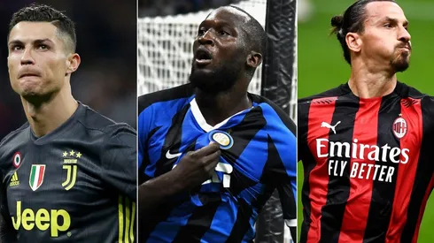 Cristiano Ronaldo of Juventus (left), Romelu Lukaku od Inter (center), and Zlatan Ibrhaimovic of Milan (right).(Getty)