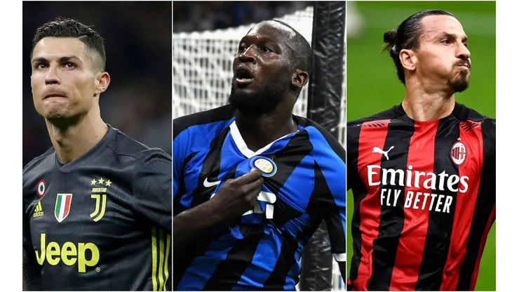 Cristiano Ronaldo of Juventus (left), Romelu Lukaku od Inter (center), and Zlatan Ibrhaimovic of Milan (right).(Getty)