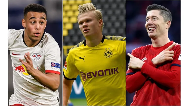Bundesliga 2020-2021: Tyler Adams of Leipzig (left), Erling Haaland of Borussia Dortmund (center) and Robert Lewandowski of Bayern (Getty).