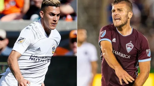 LA Galaxy vs Colorado Rapids: Cristian Pavón of the Galaxy (left) and Diego Rubio of the Rapids (Getty).