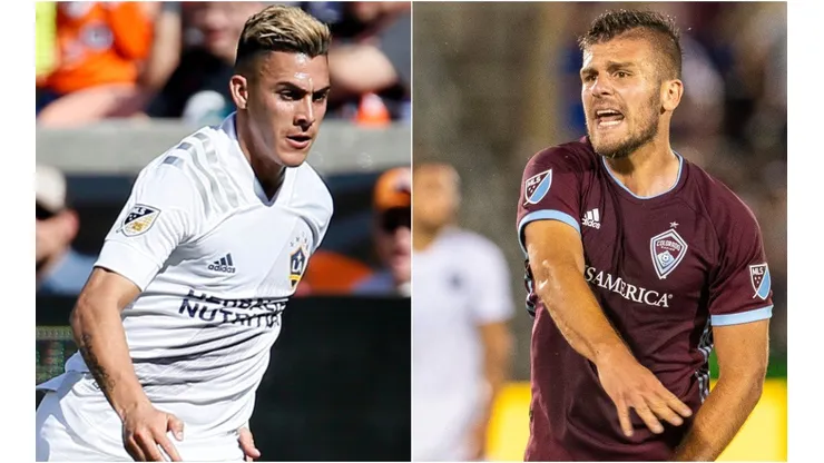 LA Galaxy vs Colorado Rapids: Cristian Pavón of the Galaxy (left) and Diego Rubio of the Rapids (Getty).