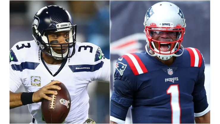 Russell Wilson and Cam Newton will take the gridiron on Sunday Night Football. (Getty)