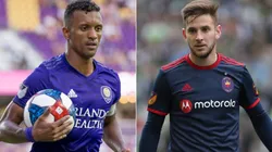 Orlando City SC vs Chicago Fire: Nani of Orlando City (left) and Alvaro Medrán of the Fire (Getty).