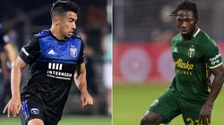San Jose Earthquakes vs Portland Timbers: Andrés Ríos of SJE (left) and Yimmi Chará of the Timbers (Getty).