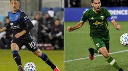San Jose Earthquakes vs Portland Timbers: Cristian Espinoza of San Jose (left) and Diego Valeri of Portland (Getty).