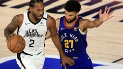 Jamal Murray guarding Kawhi Leonard. (Getty)