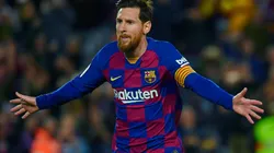 Lionel Messi celebrates after scoring for Barcelona. (Getty)