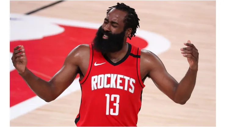 Harden shot 1/6 from three vs. the Lakers. (Getty)