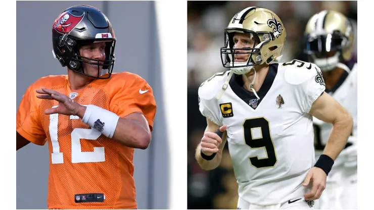Tom Brady and Drew Brees will face off on Sunday. (Getty)