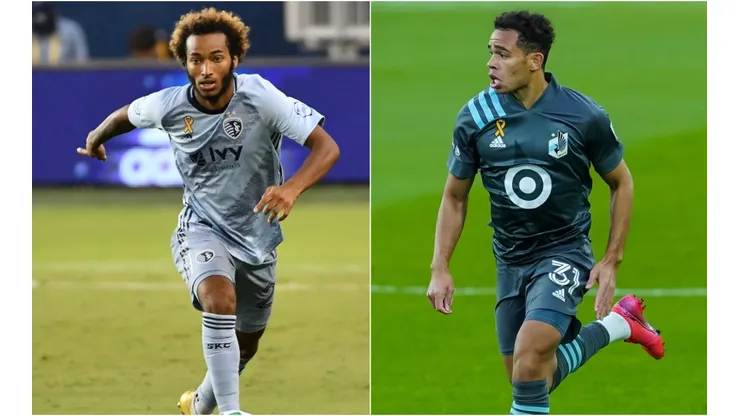 Gianluca Busio of Sporting Kans (left) and Hassani Dotson of Minnesota United (right). (Getty)