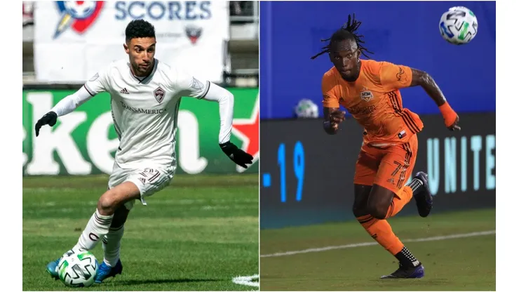 Colorado Rapids vs. Houston Dynamo: Younes Namli of Colorado (left) and Alberth Elis of Houston (Getty).