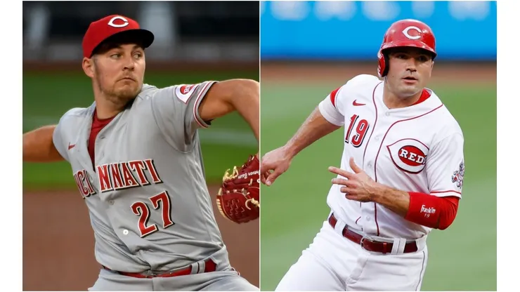 Trevor Bauer (left) and Joey Votto. (Getty)