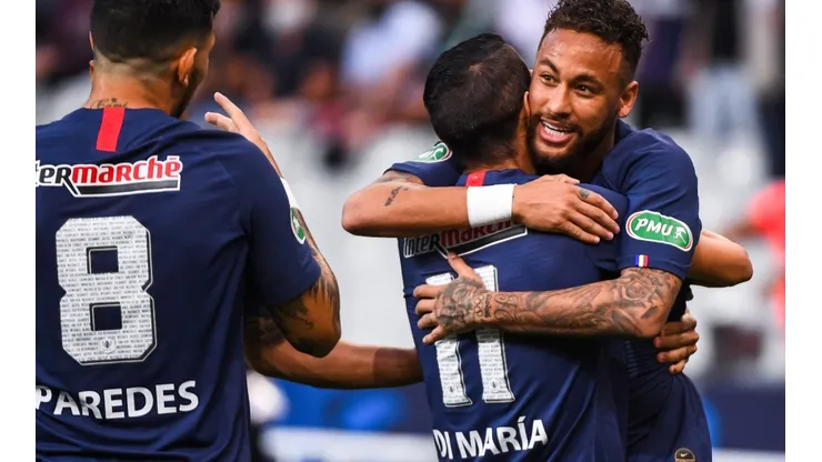 PSG's Neymar (right), Ángel Di María (center) and Leandro Paredes (Getty).