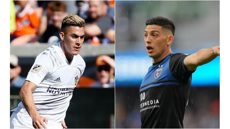LA Galaxy vs. San Jose Earthquakes: Cristian Pavón of the Galaxy (left) and Cristian Espinoza of the Eathquakes (Getty).