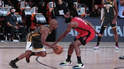 James Harden guarding Chris Paul. (Getty)